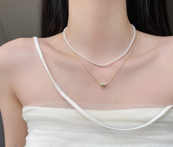 Elegant Double Layer Heart Pearl Pendent